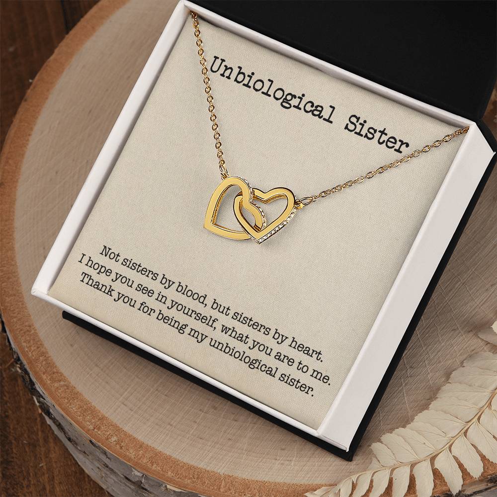 Unbiological Sister Interlocking Hearts Necklace