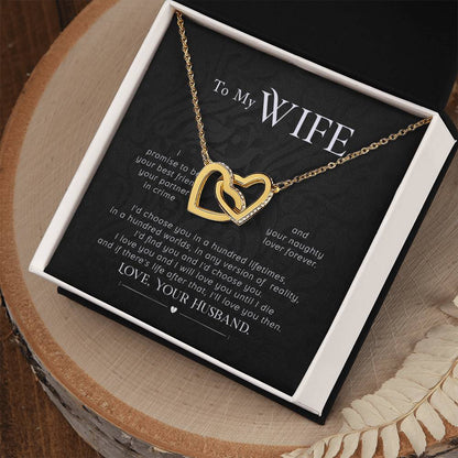 To My Wife Interlocking Hearts Necklace