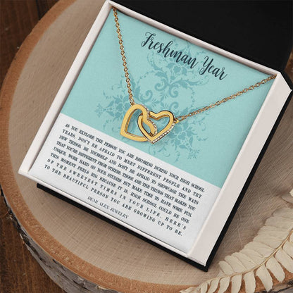 Freshman Year Uniquely You Necklace Interlocking Hearts Necklace
