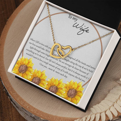 To My Wife When I Fell In Love With You - Daisy Interlocking Hearts Necklace