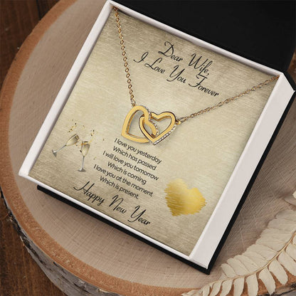 To My Wife Necklace -I Will Love You Forever Interlocking Hearts Necklace