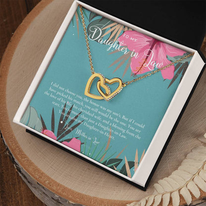 Daughter-In-Law Gift Necklace Wedding Gift Jewelry From Mother-In Law Gift For Bride Daughter-In-Heart Interlocking Hearts Necklace