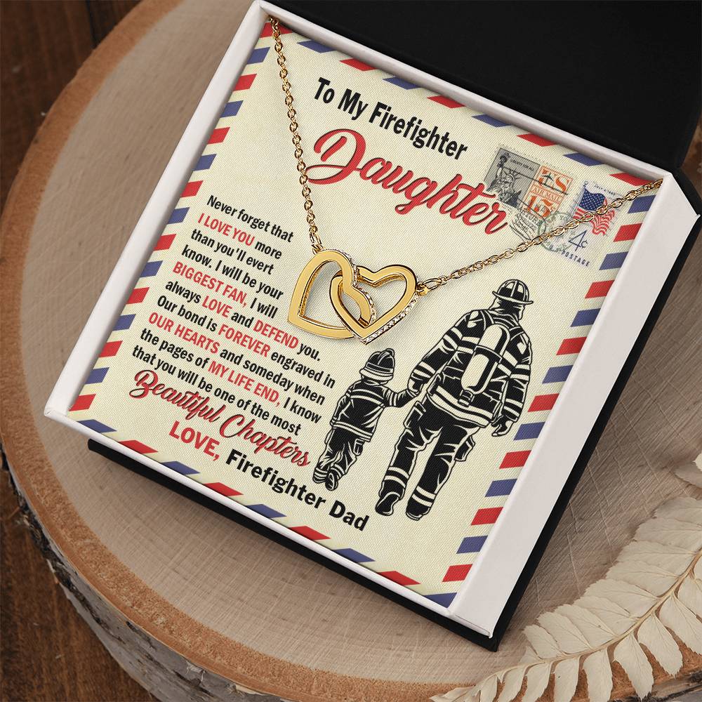 Firefighter Daughter Gift To Firefighter Daughter Gift From Dad Firefighter Daughter Necklace Interlocking Hearts Necklace