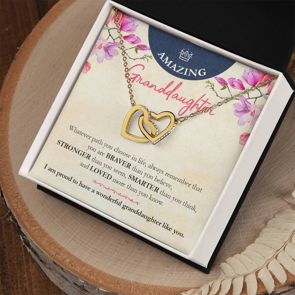 Beautiful Necklace Gift For Amazing Granddaughter Interlocking Hearts Necklace