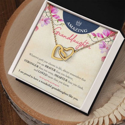 Beautiful Necklace Gift For Amazing Granddaughter Interlocking Hearts Necklace