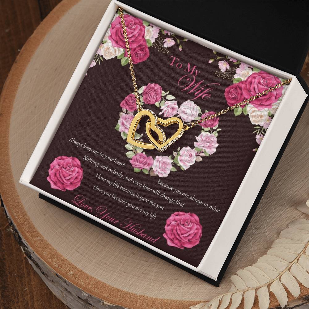 To My Wife Necklace Gift Set Interlocking Hearts Necklace