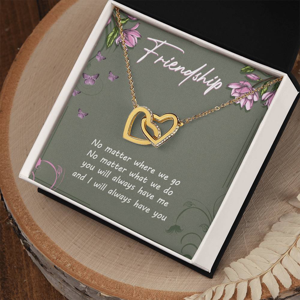 Friendship Interlocking Hearts Necklace Message Card