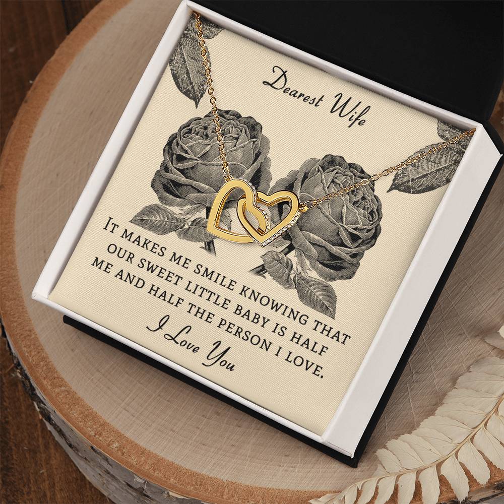 Dear Wife It Makes Me Smile Knowing That Our Sweet Little Baby Interlocking Hearts Necklace