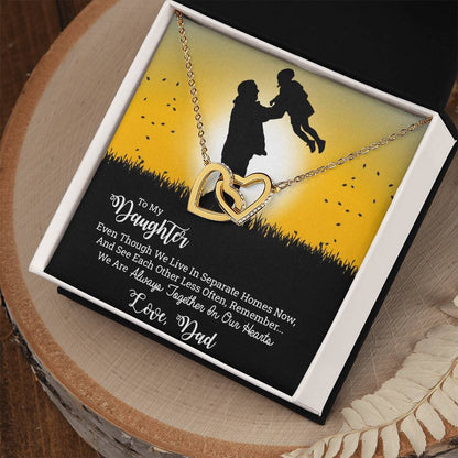 Dad To Daughter Double Hearts Necklace - Always Together In Our Hearts Interlocking Hearts Necklace