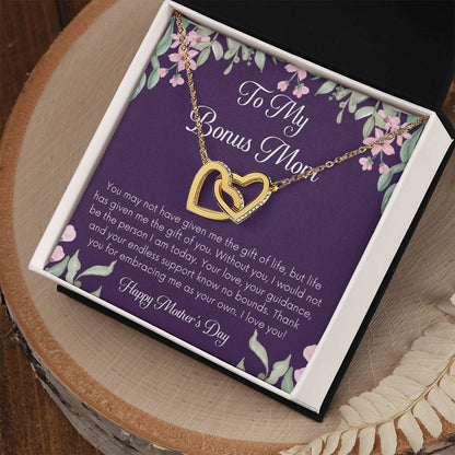 Bonus Mom Necklace Mothers Day Gift Daughterson To Mom Gift Bonus Mom Step Mom Gift Present For Stepmom On Mothers Day Stepped Up Mom Interlocking Hearts Necklace