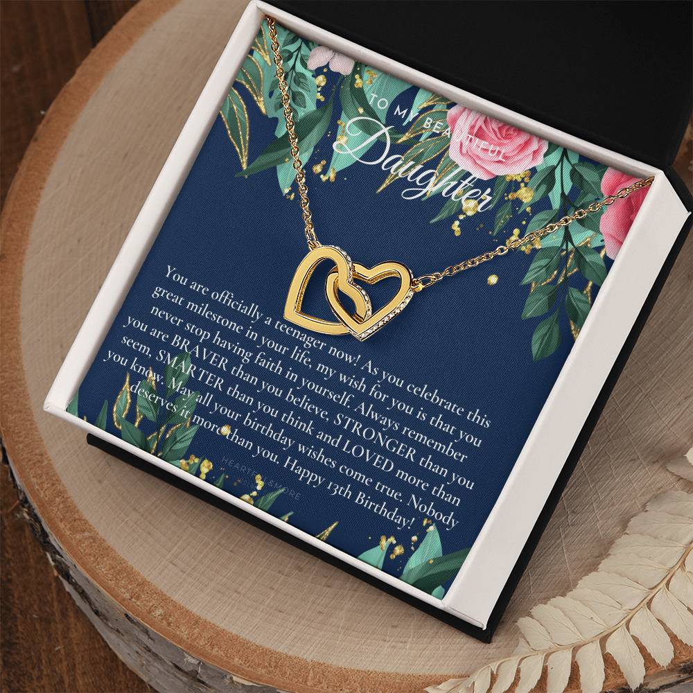 Gift For 13 Year Old Girl Gifts 13Th Birthday Girl 13Th Birthday Gift Thirteenth Birthday Necklace Teen Birthday Gift Official Teenager Interlocking Hearts Necklace