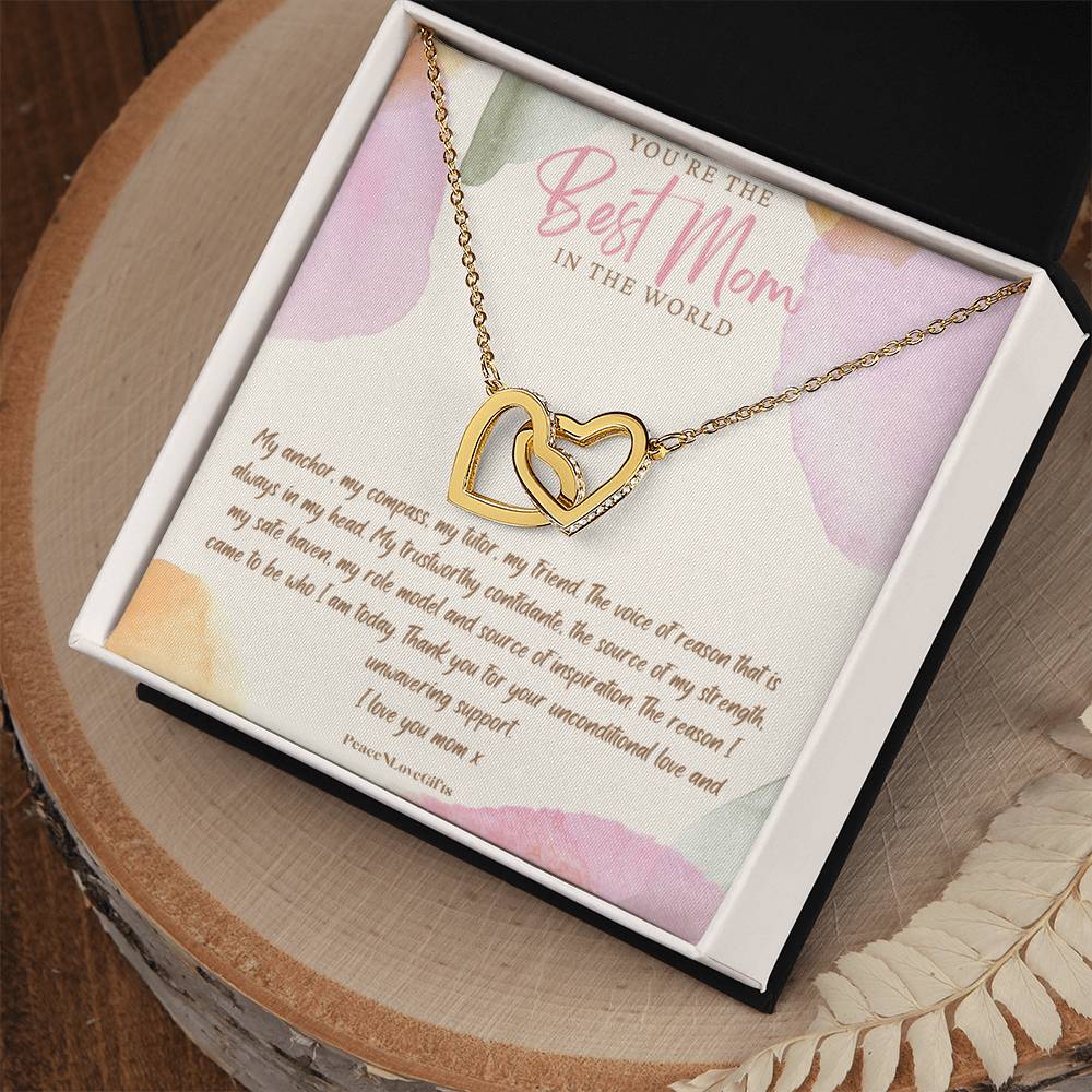Best Mom Interlocking Hearts Necklace