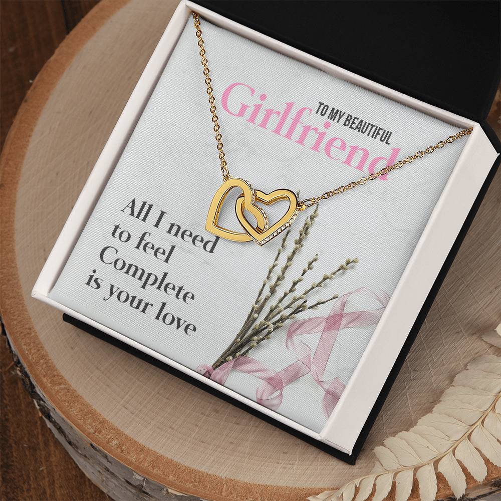 Two Hearts Necklace - Beautiful Gift For Girlfriend Interlocking Hearts Necklace
