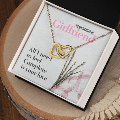 Two Hearts Necklace - Beautiful Gift For Girlfriend Interlocking Hearts Necklace