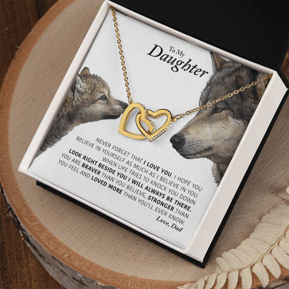 Daughter - I Will Always Be There Dad In Usa Interlocking Hearts Necklace