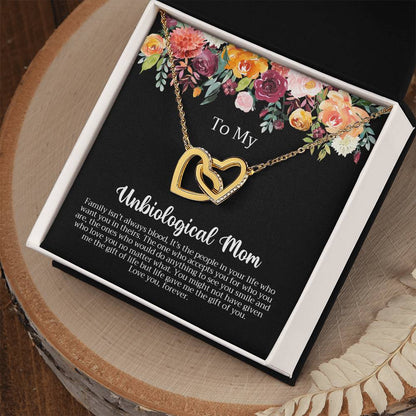Unbiological Mom Necklace Interlocking Hearts Necklace