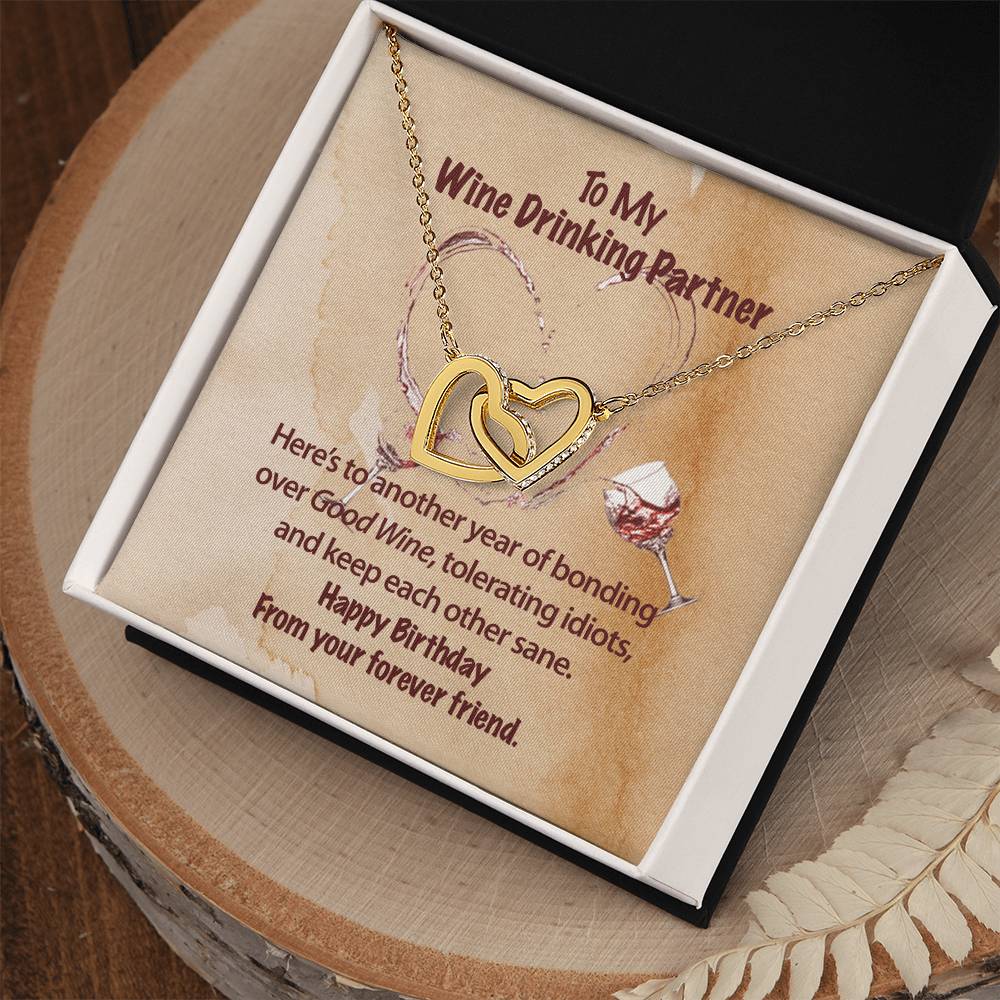 Wine Partner Necklace Interlocking Hearts Necklace