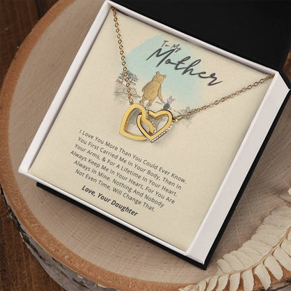 Gift For Mom From Daughter - Loved More Than You Know Necklace Gift Set Interlocking Hearts Necklace
