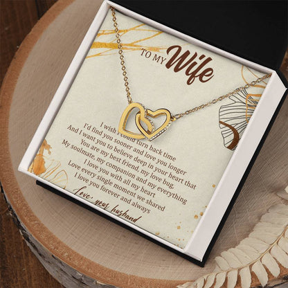 To My Wife Interlocking Hearts Necklace Message Card