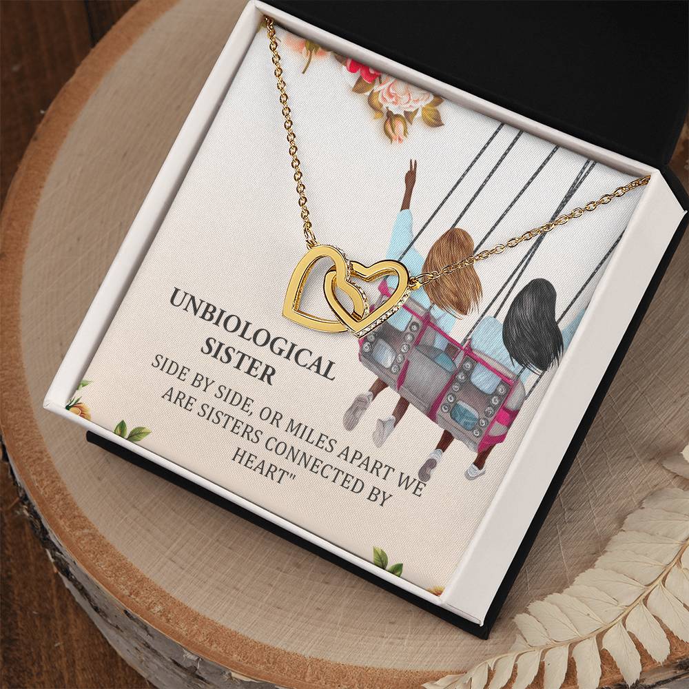 Unbiological Sister Interlocking Hearts Necklace Bff Jewelry Gift Soul Sister Sorority Sister Sister In Law Heart Necklace Gift Best Friends Gift