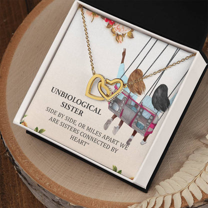 Unbiological Sister Interlocking Hearts Necklace Bff Jewelry Gift Soul Sister Sorority Sister Sister In Law Heart Necklace Gift Best Friends Gift