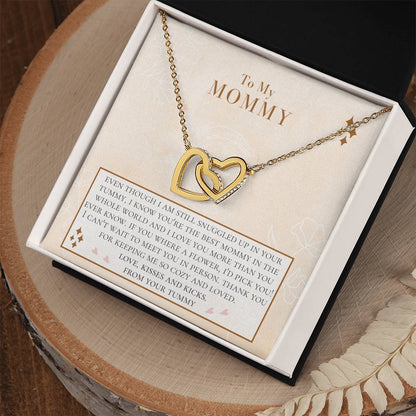 Christmas Gift From Bump Expecting Mom Gift From Tummy Mom To Be Necklace From Baby Bump Personalized Gifts For Pregnant Women Interlocking Hearts Necklace