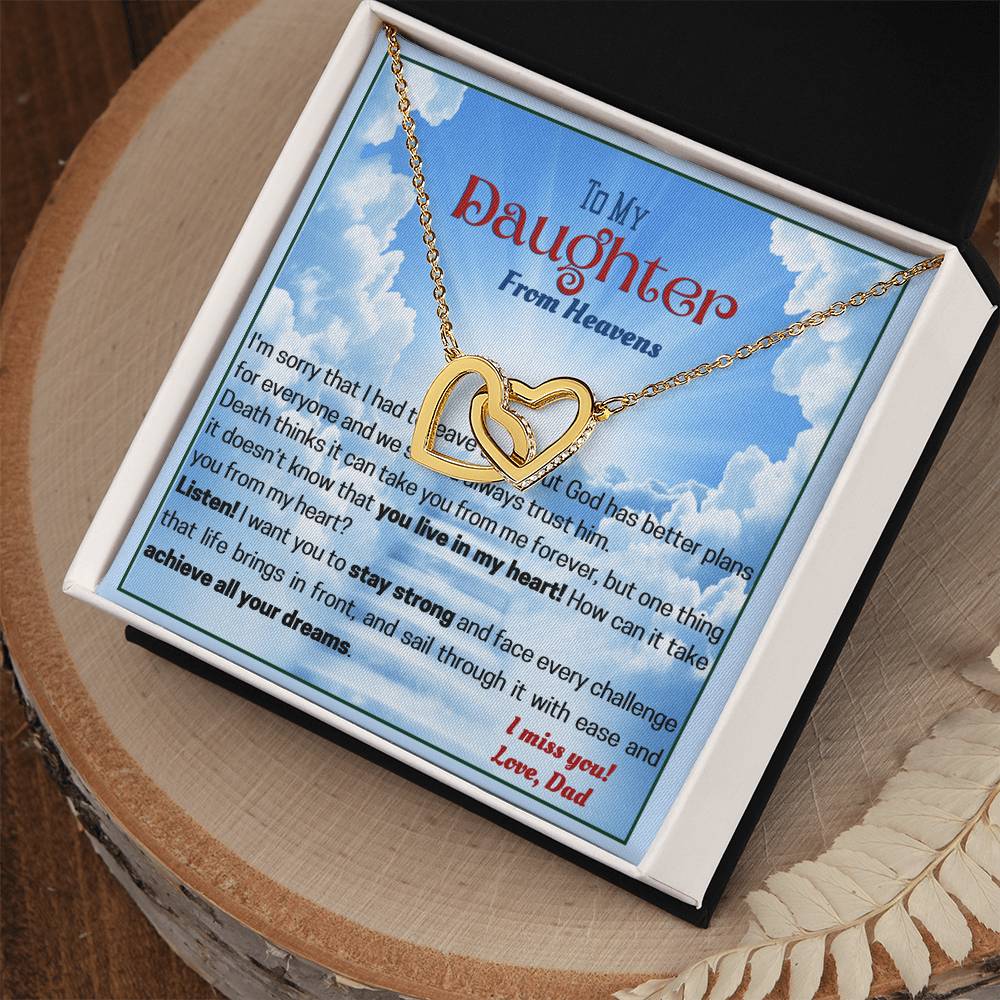 Dad Remembrance Necklace For Daughter - Dad Memorial Gift Interlocking Hearts Necklace