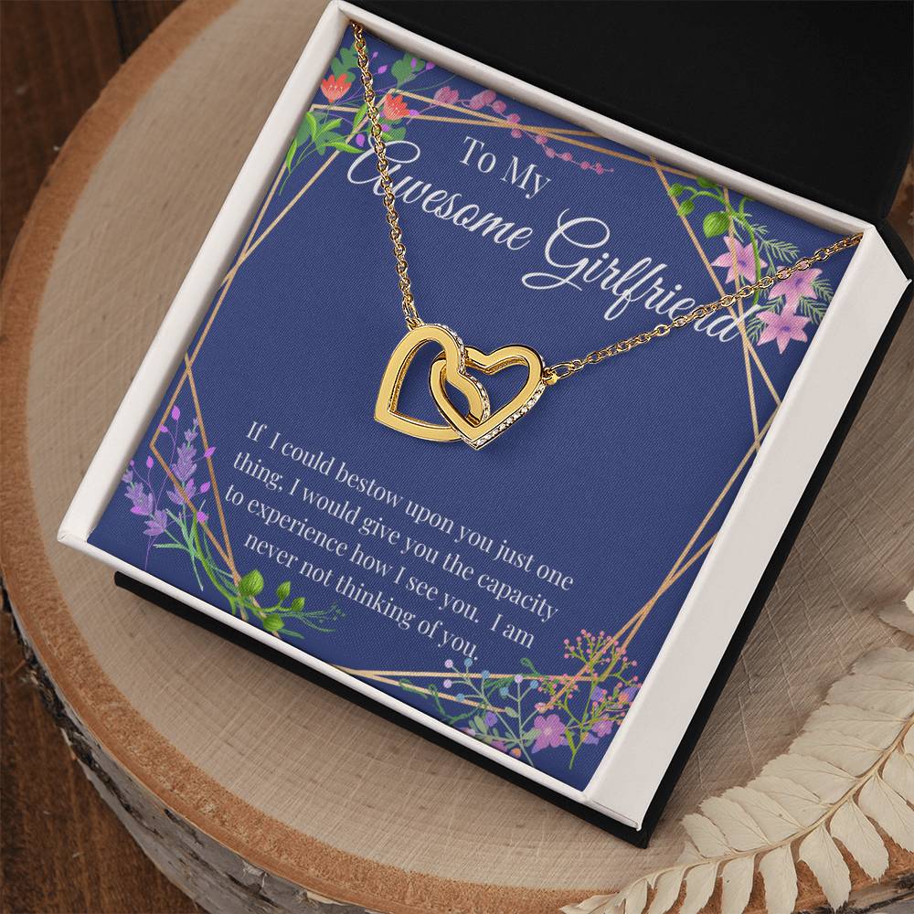 Awesome Girlfriend Interlocking Hearts Necklace Gift