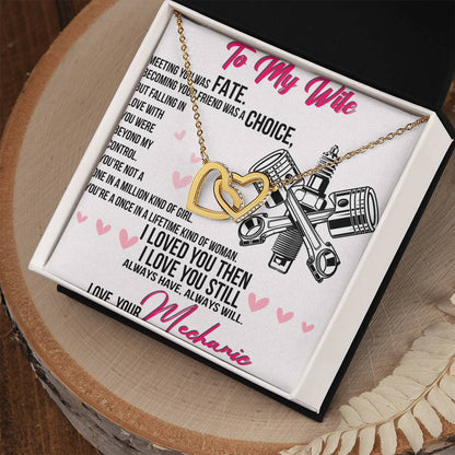 To My Wife Interlocking Hearts Necklace Message Card
