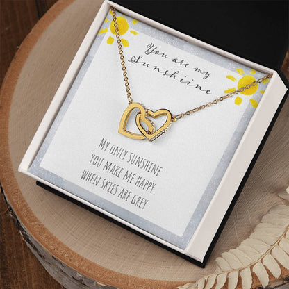 You Are My Sunshine Interlocking Hearts Necklace
