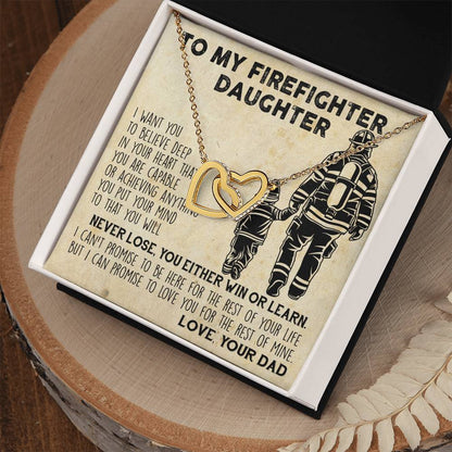 Firefighter Daughter Gift To Firefighter Daughter Gift From Dad Firefighter Daughter Necklace Interlocking Hearts Necklace