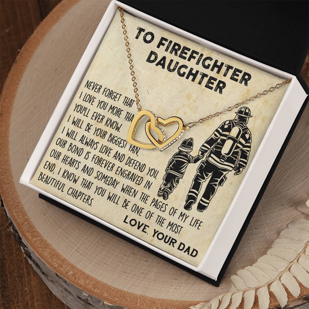 Firefighter Daughter Gift To Firefighter Daughter Gift From Dad Firefighter Daughter Necklace Interlocking Hearts Necklace