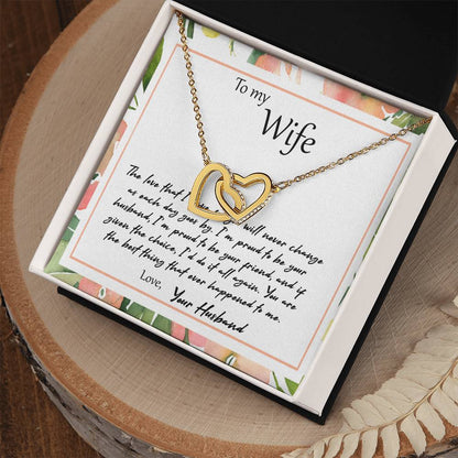 To My Wife The Love That I Have For You - Leaf Interlocking Hearts Necklace