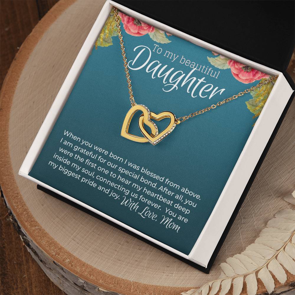 Beautiful Daughter From Mom Special Bond Necklace - Limited Edition Interlocking Hearts Necklace