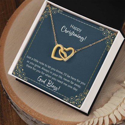 Christening Gift - I'Ll Be Here For You As You Grow Necklace Interlocking Hearts Necklace