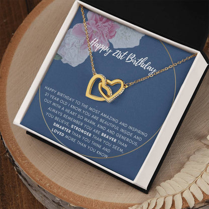 21St Birthday Gift Rose Gold And White Gold Interlocking Hearts Interlocking Hearts Necklace