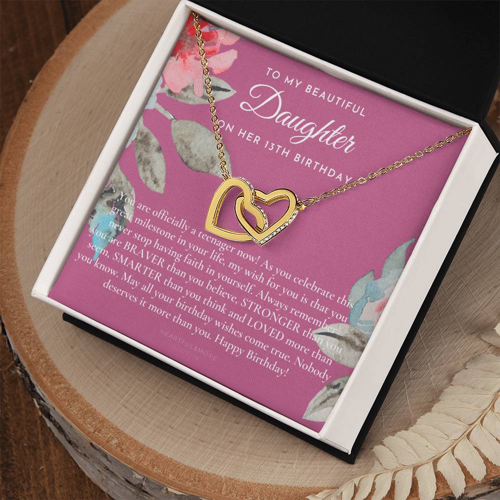 Daughter 13Th Birthday Gift Gift For 13 Year Old Girl Gifts 13Th Birthday Girl 13Th Birthday Gift Thirteenth Birthday Necklace Teen Birthday Gift Official Teenager Interlocking Hearts Necklace