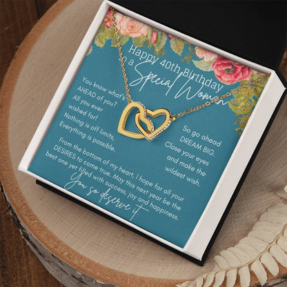 40Th Birthday Necklace For Women Gift Ideas Interlocking Hearts Necklace