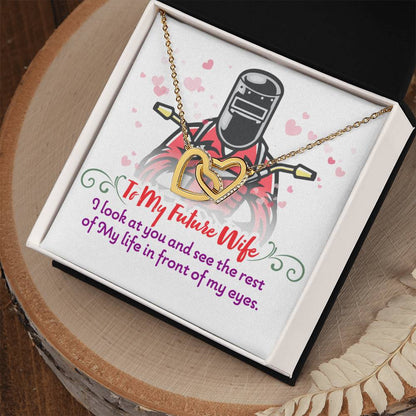 Welder'S Future Wife - Interlocking Heart Necklace Interlocking Hearts Necklace