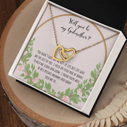 Will You Be My Godmother You Didn'T Give Me The Gift Of Life Interlocking Hearts Necklace