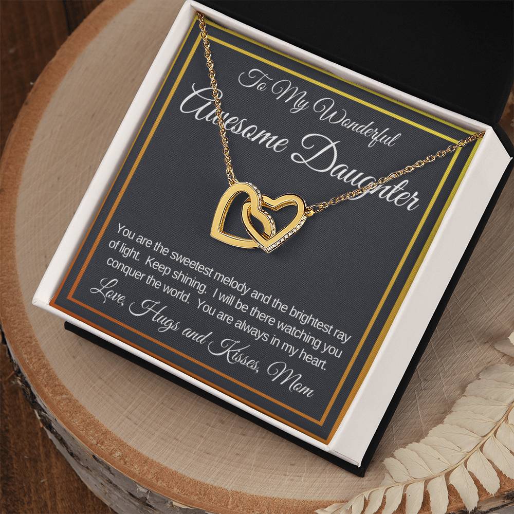 Awesome Daughter Linked Hearts Necklace Gift From Mom Interlocking Hearts Necklace
