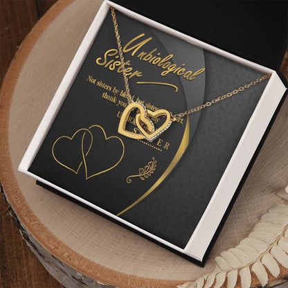 Unbiological Sister Interlocking Hearts Necklace