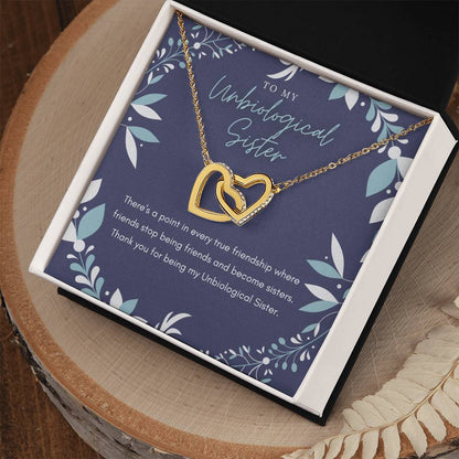 Unbiological Sister Interlocking Hearts Necklace
