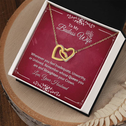 Awesome Gift For Badass Wife - Interlock Heart Necklace Interlocking Hearts Necklace