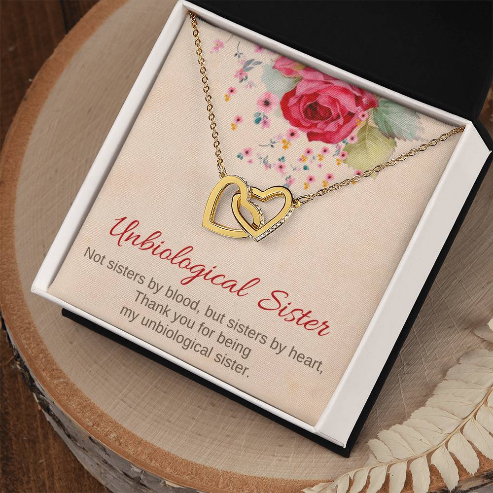 Unbiological Sister Interlocking Hearts Necklace