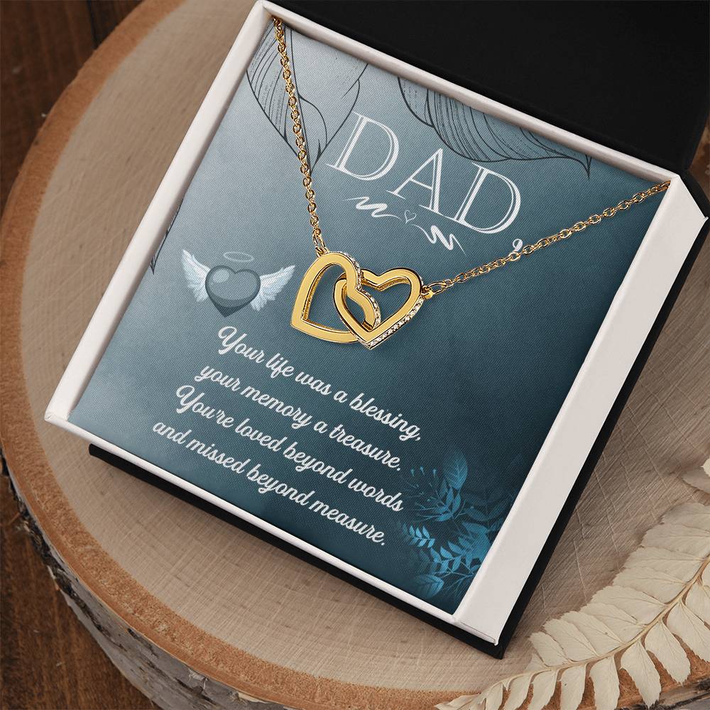 Dad - Your Life Was A Blessing - Necklace Interlocking Hearts Necklace