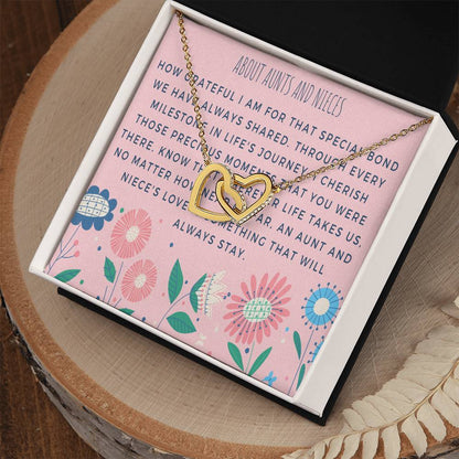 Aunt-Niece Necklace - Heartfelt Card & Jewelry Gift For Birthday Holiday Interlocking Hearts Necklace
