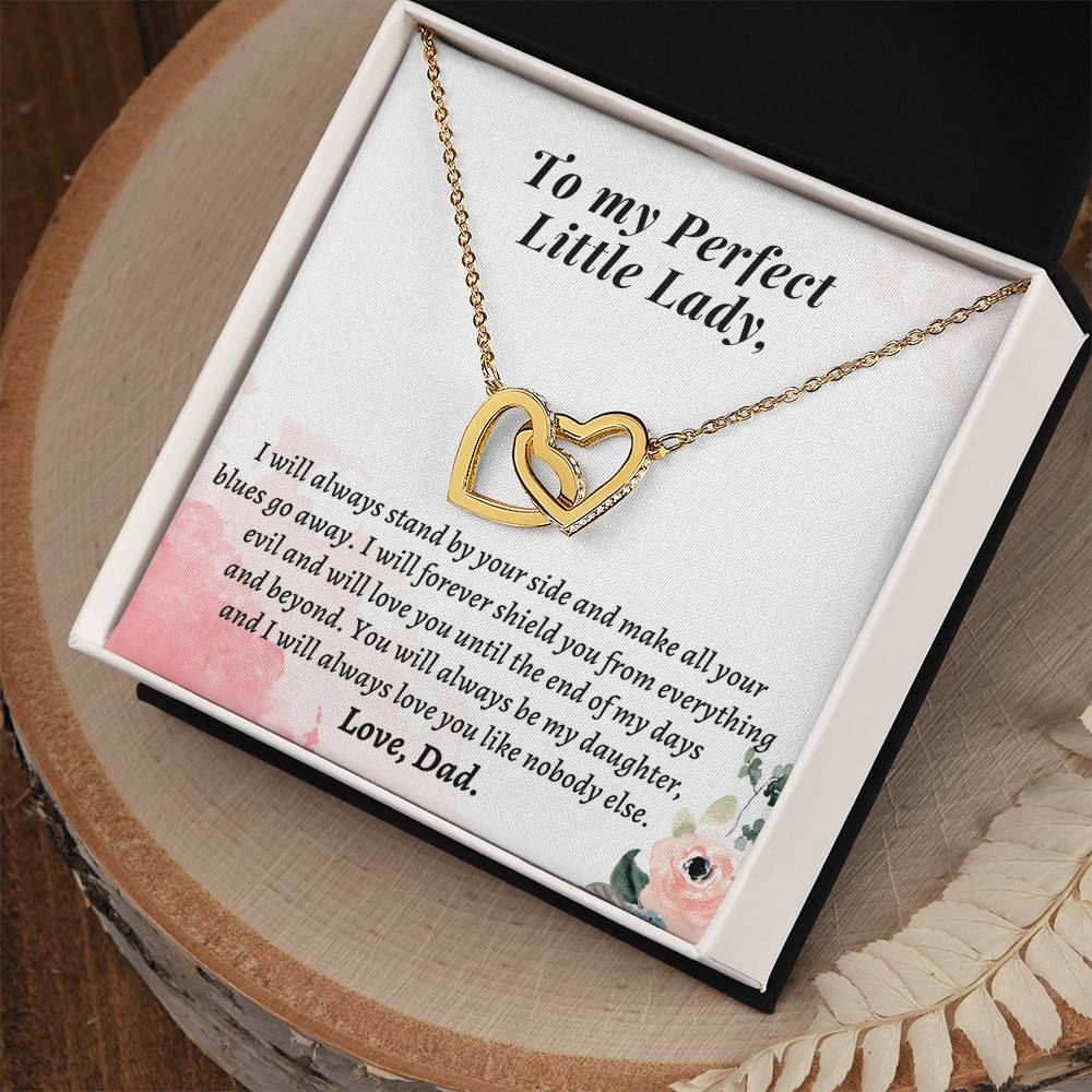 Gift For Daughter From Dad - I Will Always Love You Like Nobody Else Interlocking Hearts Necklace