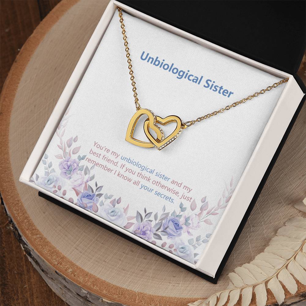 Unbiological Sister Jewelry Heart Necklace -Birthday Or Wedding Gift Interlocking Hearts Necklace