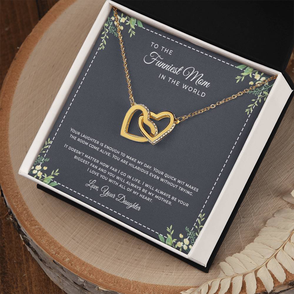 To The Funniest Mom In The World Interlocking Hearts Necklace